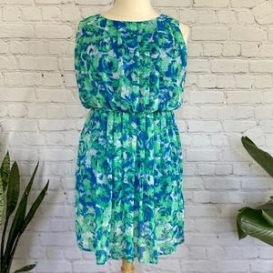 CATO Sheer Watercolor Pleated Dress Sz 16W